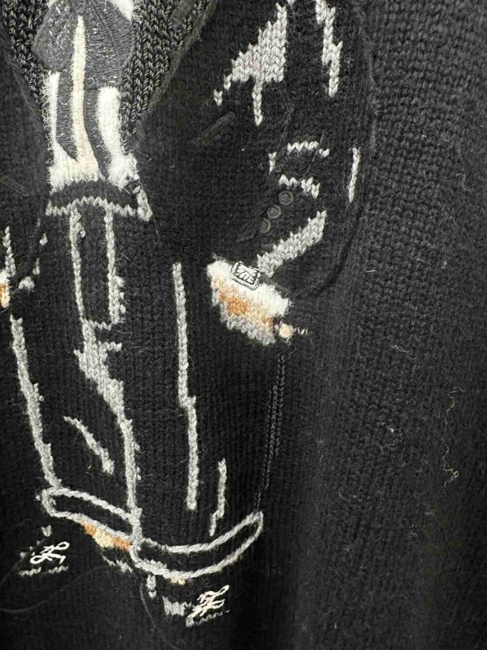 Polo Ralph Lauren Black Tuxedo Polo Bear Crewneck Sweater - Picture 5 of 7